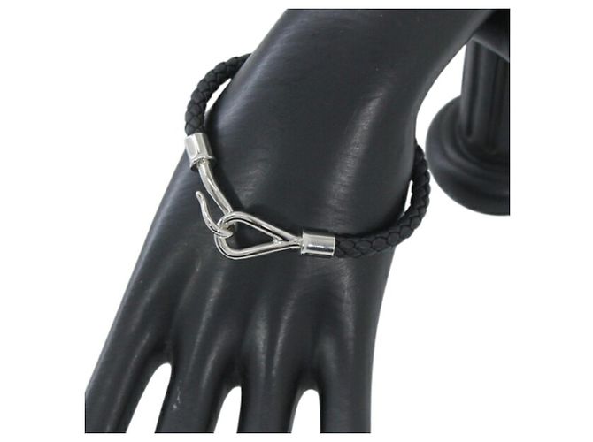Hermès Bracciale Hermes Jumbo H Charm in pelle Swift nera Nero - vista 9