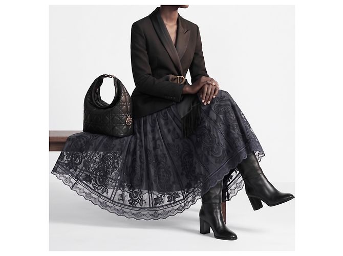 Falda maxi de encaje Dior Gris antracita - vista 3