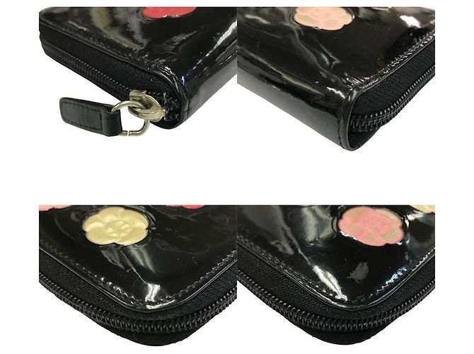 CHANEL Lange Geldbörse aus schwarzem Lackleder - Ansicht 4