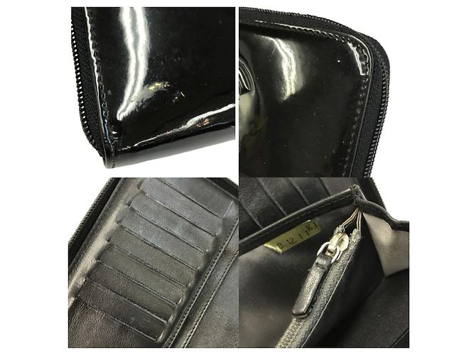 CHANEL Lange Geldbörse aus schwarzem Lackleder - Ansicht 7