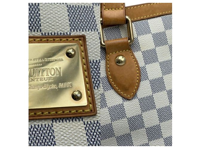 Bolso Louis Vuitton Damier Azur Hampstead MM Castaño Blanco Beige - vista 3