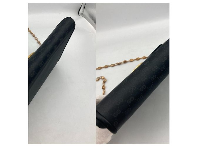 Borsa a tracolla Gucci Micro GG in raso con catena Nero - vista 3