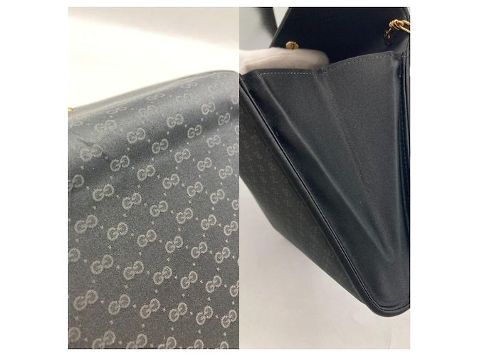 Borsa a tracolla Gucci Micro GG in raso con catena Nero - vista 7