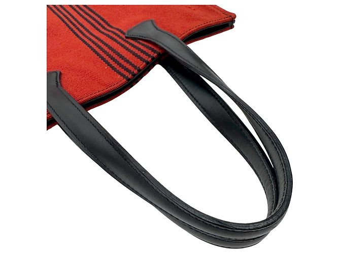 Hermès Bolso Tote HERMES Potamoscabas de lona Negro Roja - vista 6