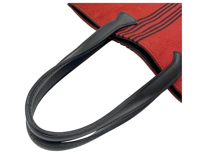 Hermès Bolso Tote HERMES Potamoscabas de lona Negro Roja - vista 7