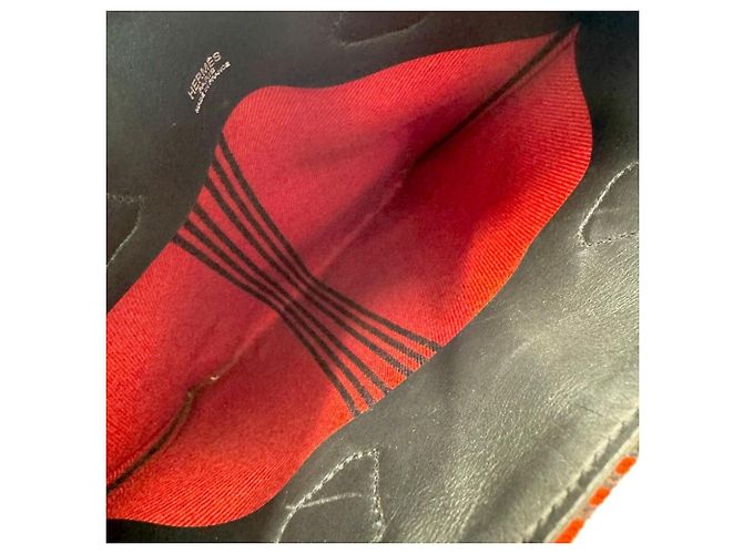 Hermès Bolso Tote HERMES Potamoscabas de lona Negro Roja - vista 8