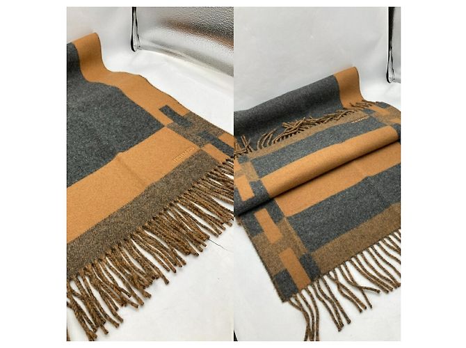 Hermès Sciarpa/Stola in cashmere Hermes H Passant Marrone Cammello - vista 3