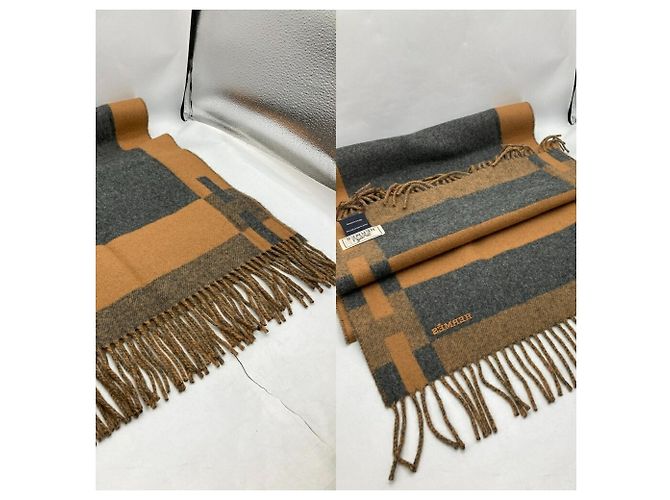 Hermès Sciarpa/Stola in cashmere Hermes H Passant Marrone Cammello - vista 4