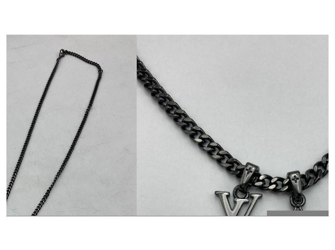 Louis Vuitton LV Initial Monogram Flower Necklace Black - view 2