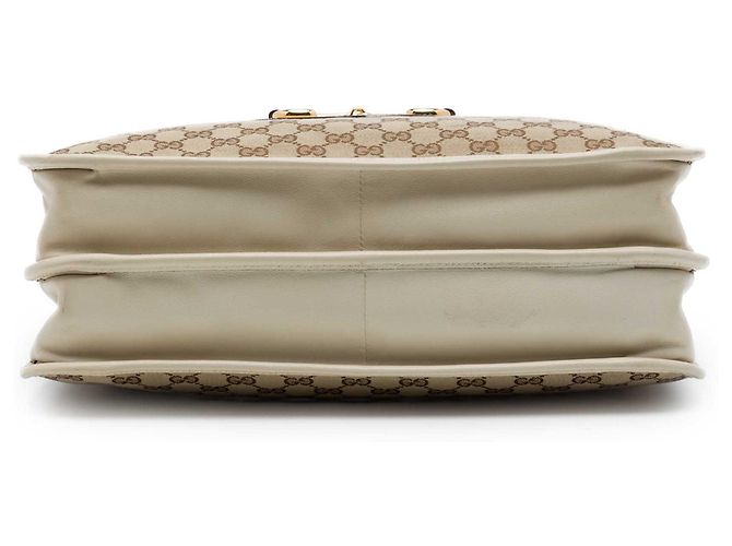Borsa Tote Gucci Beige Medium GG Canvas Horsebit 1955 con catena - vista 3
