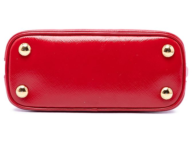 Prada Mini Promenade Satchel aus rotem Saffiano Vernice - Ansicht 3