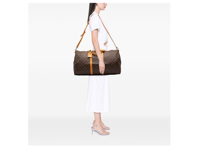 Louis Vuitton Brown Monogram Keepall Bandouliere 60 Castaño - vista 6