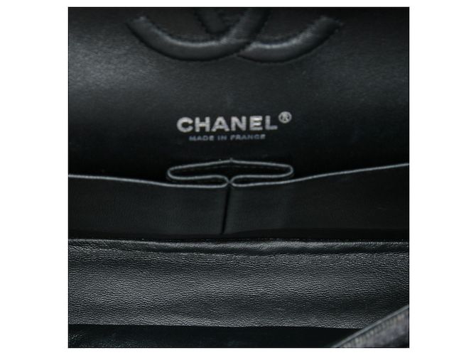 Chanel Black Medium Classic Printed Denim Double Flap Nero - vista 4