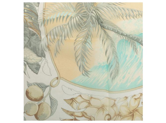 Hermès Blue Aloha Seidentuch 90 Blau Hellblau - Ansicht 5