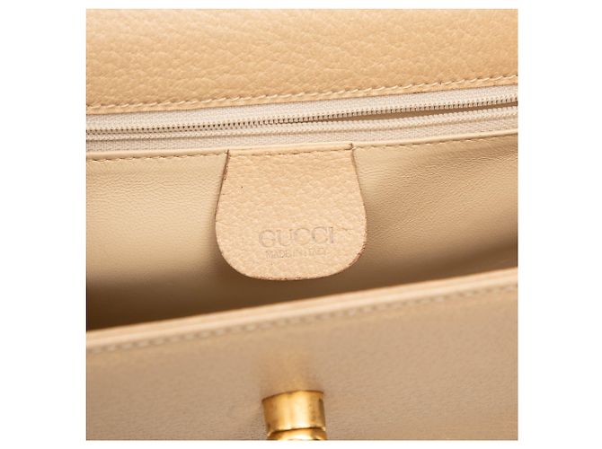 Bamboo mala Gucci em pele de vitelo bege com pega de bambu e fecho turnlock - vista 5