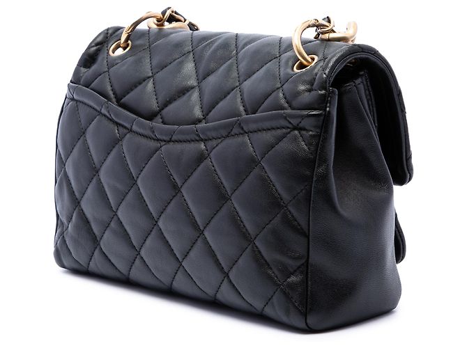 Chanel Black Small Quilted Lambskin Chain Link Flap Negro - vista 2