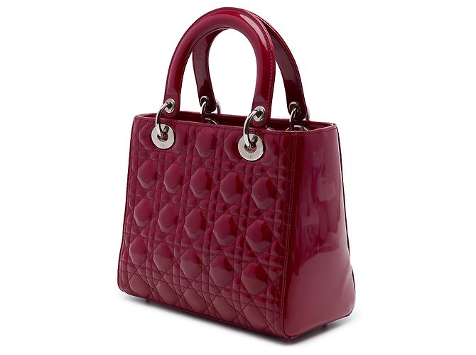 Dior Red Medium Patent Cannage Lady Dior Roja Burdeos - vista 2