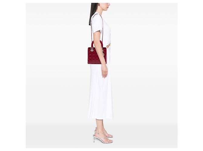 Dior Red Medium Patent Cannage Lady Dior Roja Burdeos - vista 6