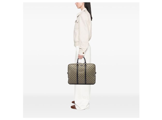 Borsa da lavoro Gucci Beige GG Supreme - vista 5