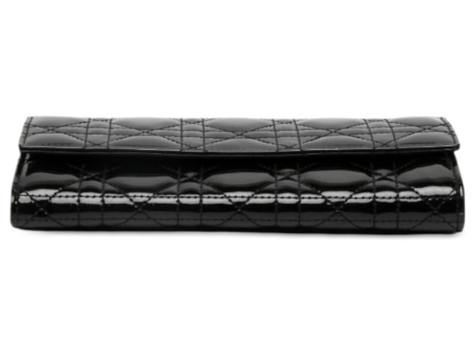 Dior Lady Dior Wallet On Chain aus schwarzem Lackleder Cannage - Ansicht 3
