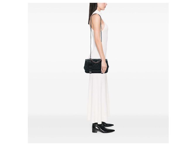 Chanel Gray Quilted Iridescent Calfskin In The Mix Messenger Flap Marrone Grigio antracite - vista 4