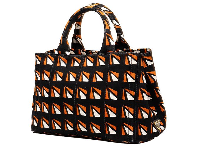 Bolsa Satchel Prada em Canapa Canvas Laranja - vista 2