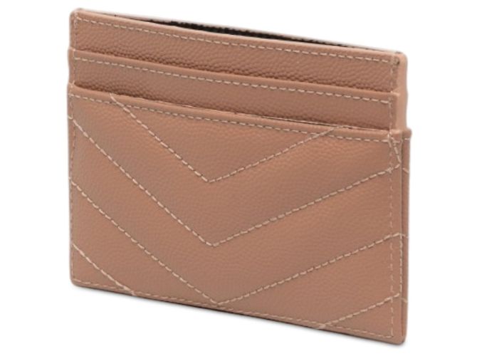 Autre Marque Tarjetero Saint Laurent Brown Chevron Grain de Poudre Cassandre Castaño Carne - vista 2