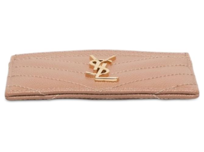 Autre Marque Tarjetero Saint Laurent Brown Chevron Grain de Poudre Cassandre Castaño Carne - vista 3