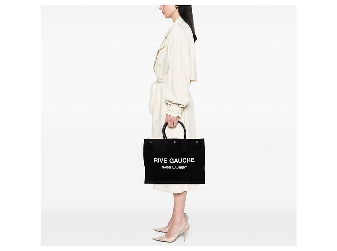 Autre Marque Saint Laurent Rive Gauche Tote Large aus Canvas Schwarz - Ansicht 5