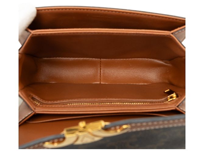 Céline Celine Brown Teen Triomphe Coated Canvas and Calfskin Triomphe Crossbody - vista 4