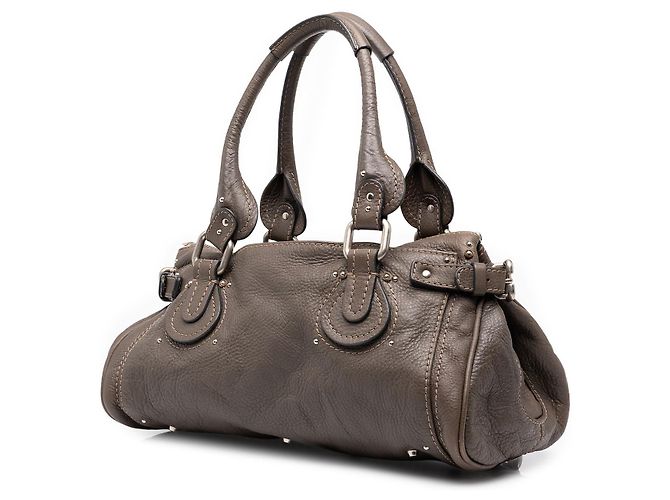 Bolso de mano Chloé Paddington Medium de cuero marrón Castaño Gris pardo - vista 2