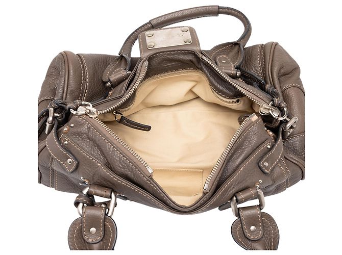 Bolso de mano Chloé Paddington Medium de cuero marrón Castaño Gris pardo - vista 4
