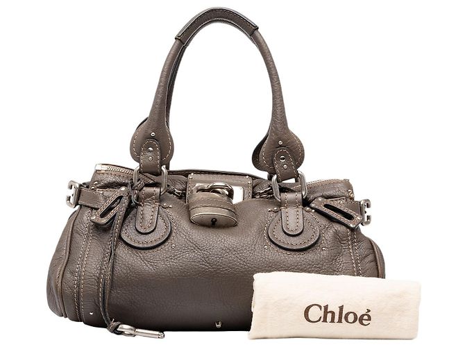 Bolso de mano Chloé Paddington Medium de cuero marrón Castaño Gris pardo - vista 7