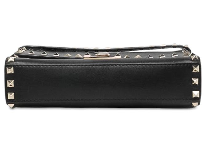 Valentino Borsa a tracolla Rockstud in pelle nera Small con chiusura flip lock Nero - vista 3
