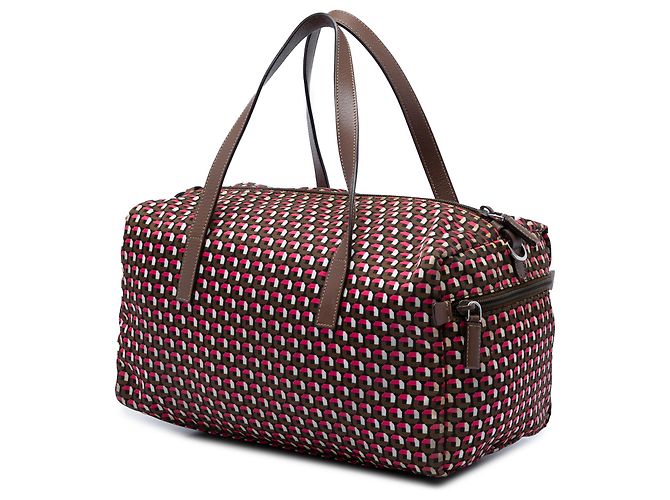 Sac Satchel Prada en Tessuto Stampato Marron - vue 2