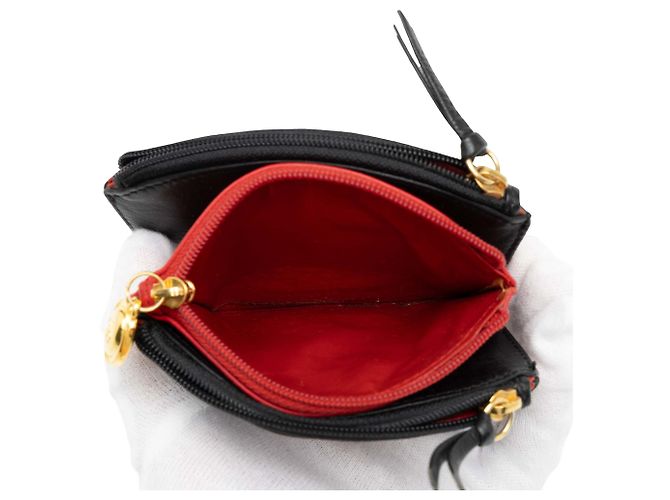 Portamonete CD Trio Dior in pelle nera Nero - vista 4