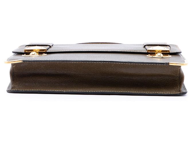 Borsa Gucci con manico superiore in vitello marrone e doppia chiusura push lock Marrone scuro - vista 3