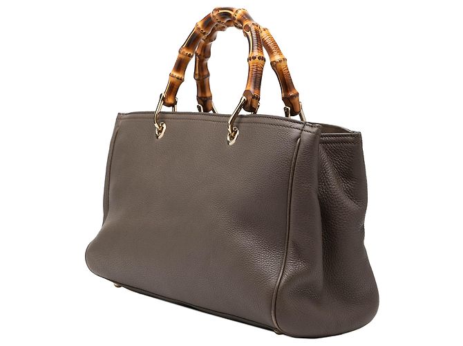 Borsa Gucci Bamboo Shopper media in pelle di vitello marrone Marrone scuro - vista 2