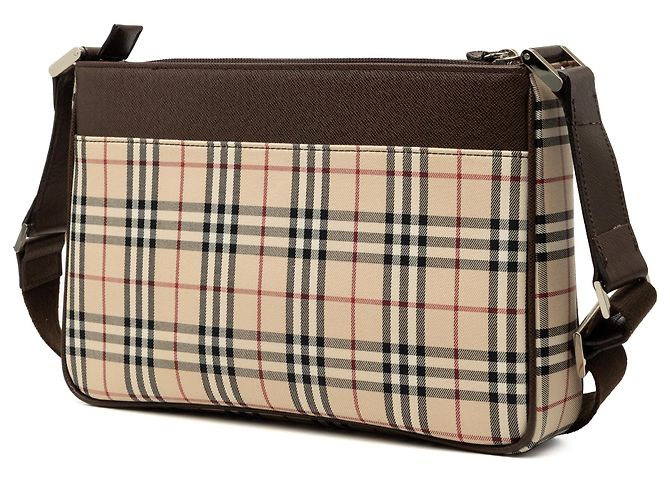 Borsa a tracolla Burberry Beige House Check Canvas - vista 2