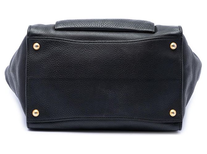 Prada Black Vitello Daino Convertible Tote mit Fronttasche Schwarz - Ansicht 3