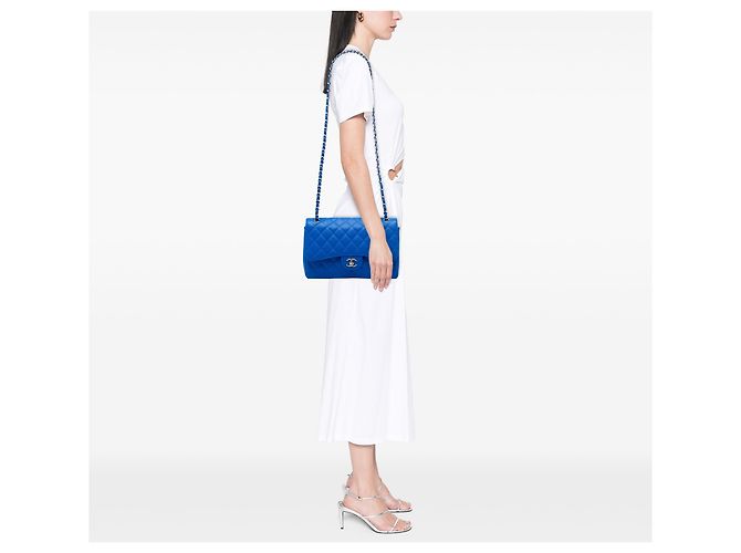Chanel Blue Jumbo Classic Caviar Double Flap Azul - vista 5