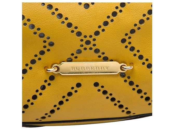 Borsa Tote Salisbury Burberry in pelle traforata gialla Medium Giallo - vista 5