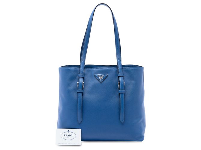 Prada Blue Saffiano Soft Shopping Tote - view 7