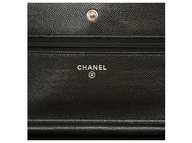 Chanel Black CC Chevron Caviar Wallet On Chain Schwarz - Ansicht 5