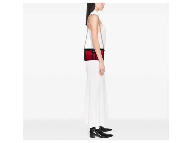 Gucci Red Small Suede Web Ophidia Chain Crossbody Rot - Ansicht 6