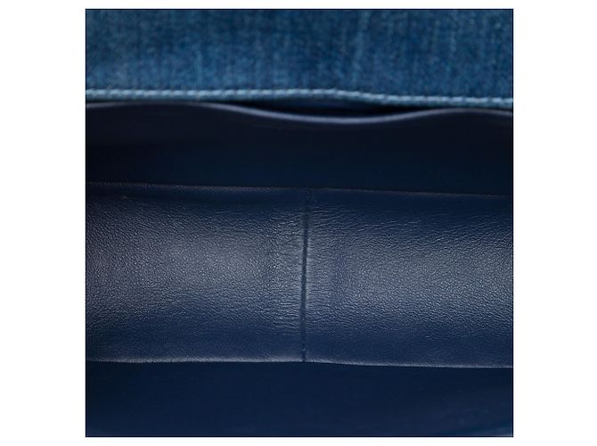 Chanel Blue Old Medium Quilted Denim and Tweed Boy Flap Azul - vista 4