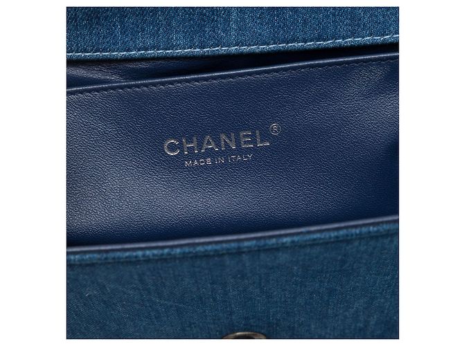 Chanel Blue Old Medium Quilted Denim and Tweed Boy Flap Azul - vista 5