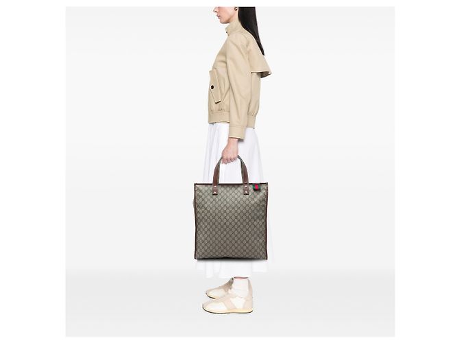 Gucci Beige GG Supreme Web Tote - Ansicht 5