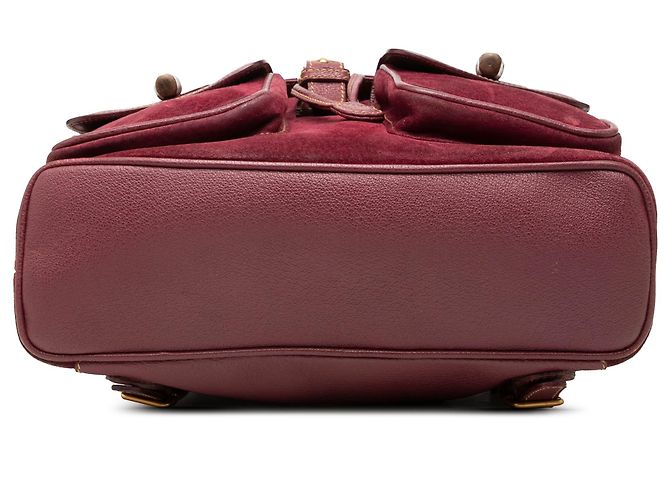 Bamboo Mochila Gucci Grande em camurça vermelha com cordão e bambu Vermelho - vista 3