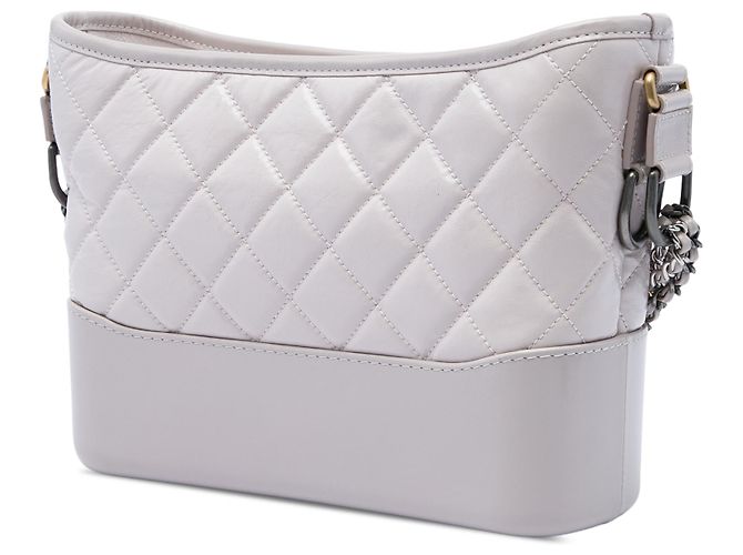 Chanel Gabrielle Hobo Small aus grau gestepptem Kalbsleder Braun - Ansicht 2